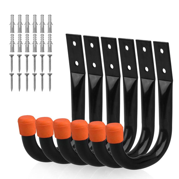 HORUSDY 6Pc Wall Mount Garage Hooks Set Heavy Duty Steel Storage Rack Hanger - RnR Galore