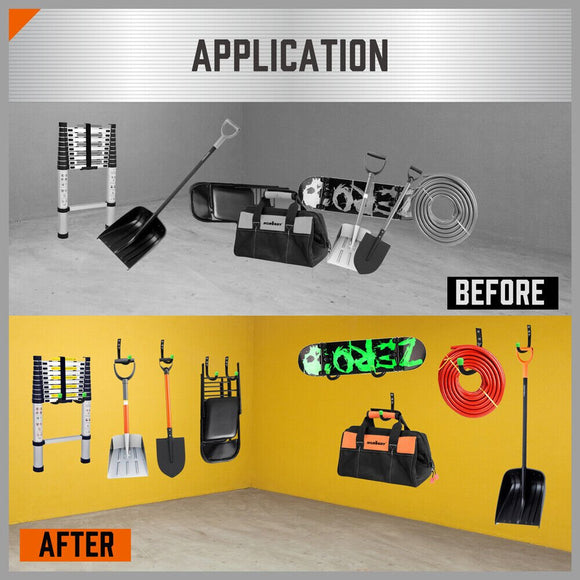HORUSDY 6Pc Wall Mount Garage Hooks Set Heavy Duty Steel Storage Rack Hanger - RnR Galore
