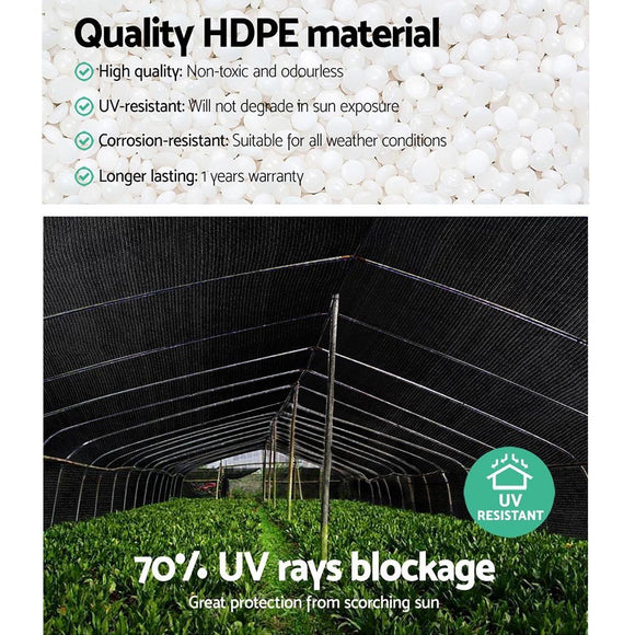 Instahut 70% Shade Cloth 1.83x50m Shade Cloth Sail Heavy Duty Shadecloth Garden Mesh Roll BK - RnR Galore