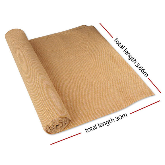 Instahut 90% Shade Cloth 3.66x30m Shadecloth Sail Heavy Duty Beige - RnR Galore