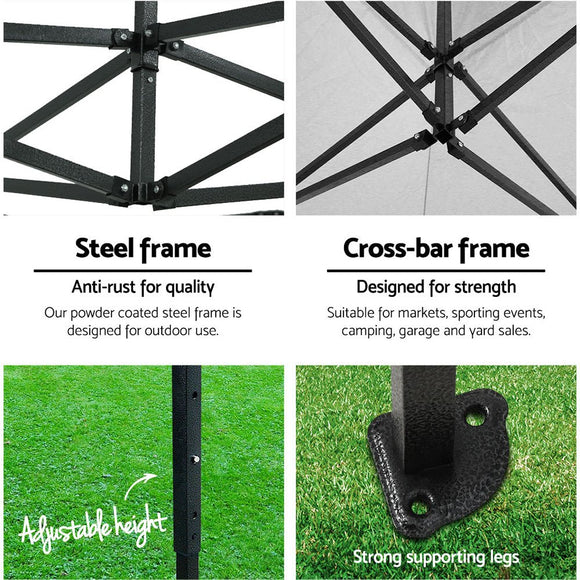 Instahut Gazebo 3x3 Pop Up Marquee Folding Wedding Tent Gazebos Camping Outdoor Shade Canopy Navy - RnR Galore