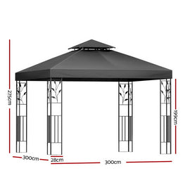 Instahut Gazebo 3x3m Marquee Outdoor Wedding Party Event Tent Home Iron Art Shade Grey - RnR Galore