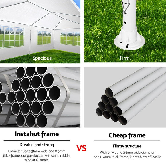 Instahut Gazebo 3x9m Marquee Wedding Party Tent Outdoor Camping Side Wall Canopy 5 Panel White - RnR Galore