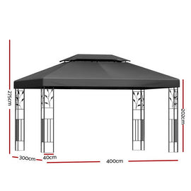Instahut Gazebo 4x3m Marquee Outdoor Wedding Party Event Tent Home Iron Art Shade Grey - RnR Galore