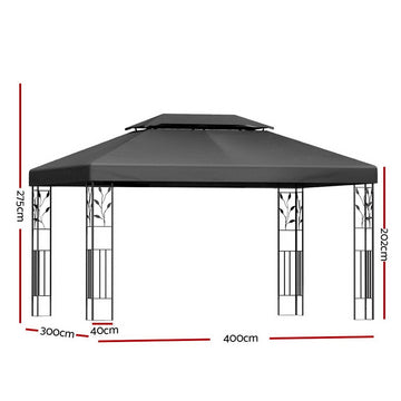 Instahut Gazebo 4x3m Marquee Outdoor Wedding Party Event Tent Home Iron Art Shade Grey - RnR Galore