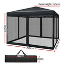 Instahut Gazebo Pop Up Marquee 3x3m Wedding Party Outdoor Camping Tent Canopy Shade Mesh Wall Black - RnR Galore
