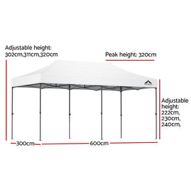 Instahut Gazebo Pop Up Marquee 3x6 Folding 500D Wedding Tent Base Pod White - RnR Galore