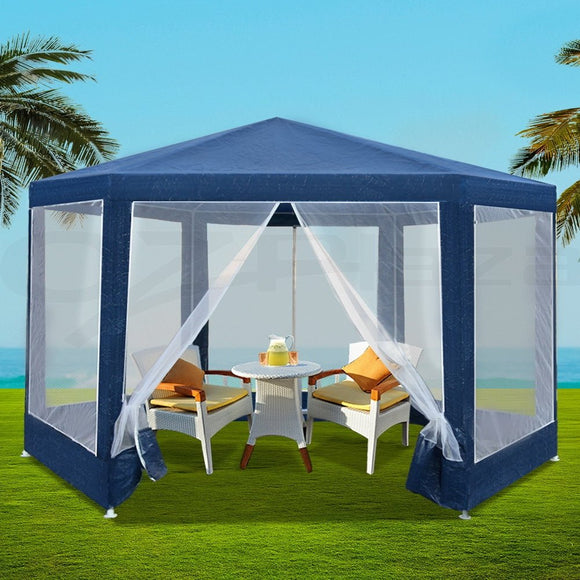 Instahut Gazebo?2x2m Marquee Wedding Party Tent Outdoor Camping Mesh Wall Canopy Shade Gazebos Navy - RnR Galore