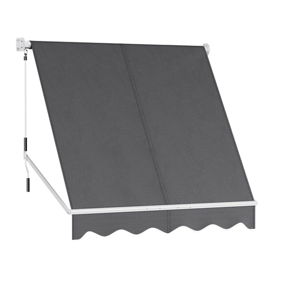 Instahut Retractable Fixed Pivot Arm Window Awning Outdoor Blinds 2.1X2.1M Grey - RnR Galore