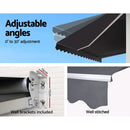 Instahut Retractable Folding Arm Awning Manual Sunshade 3Mx2.5M Grey - RnR Galore