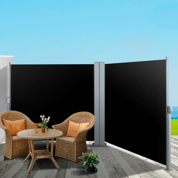 Instahut Side Awning Outdoor Blinds Sun Shade Retractable Screen 2X6M BK - RnR Galore