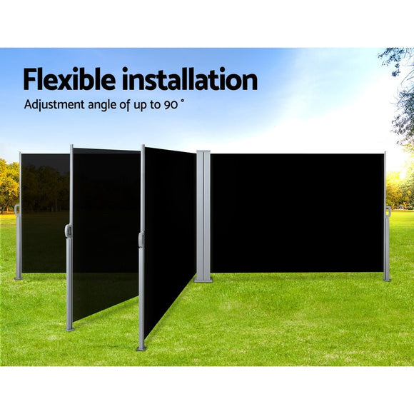 Instahut Side Awning Outdoor Blinds Sun Shade Retractable Screen 2X6M BK - RnR Galore