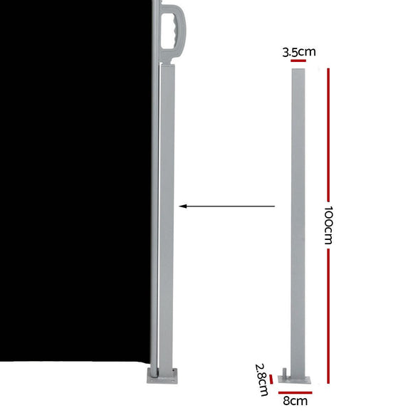 Instahut Side Awning Outdoor Blinds Sun Shade Retractable Screen 2X6M BK - RnR Galore