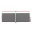 Instahut Side Awning Sun Shade Outdoor Retractable Privacy Screen 1.8X6M Grey - RnR Galore