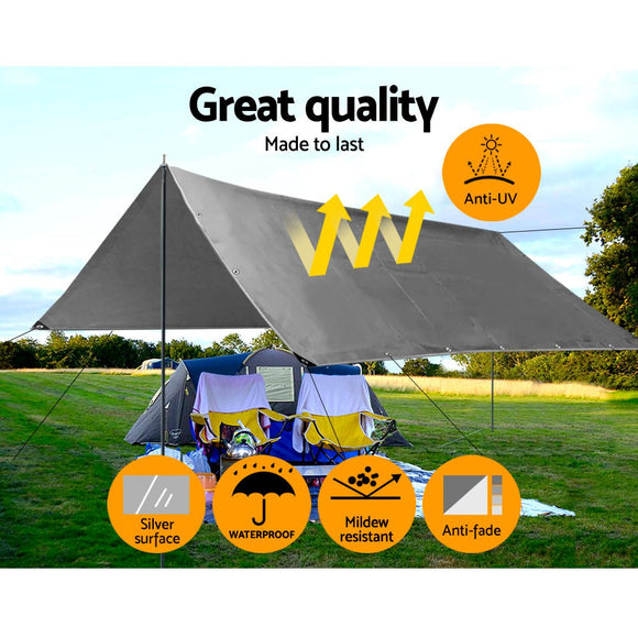 Instahut Tarp Tarpaulin 3x4.5m Canvas Camping Heavy Duty Sun Cover - RnR Galore