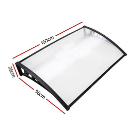 Instahut Window Door Awning 1mx1.5m Transparent Hollow Sheet Plastic Frame - RnR Galore