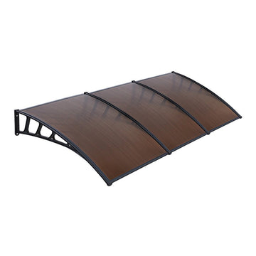 Instahut Window Door Awning Canopy 1.5mx3m Brown Sheet Black Plastic Frame - RnR Galore