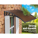 Instahut Window Door Awning Canopy 1.5mx3m Brown Sheet Black Plastic Frame - RnR Galore