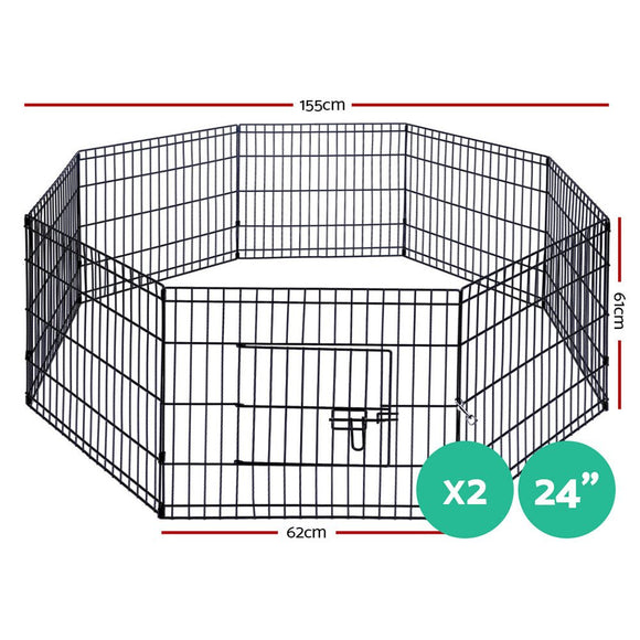 i.Pet 2x24" 8 Panel Dog Playpen Pet Fence Exercise Cage Enclosure Play Pen - RnR Galore