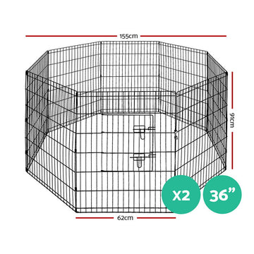 i.Pet 2x36" 8 Panel Dog Playpen Pet Fence Exercise Cage Enclosure Play Pen - RnR Galore
