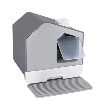 i.Pet Cat Litter Box Large Tray Kitty Toilet Enclosed Cat Litter Box Hooded Scoop Mat Grey - RnR Galore