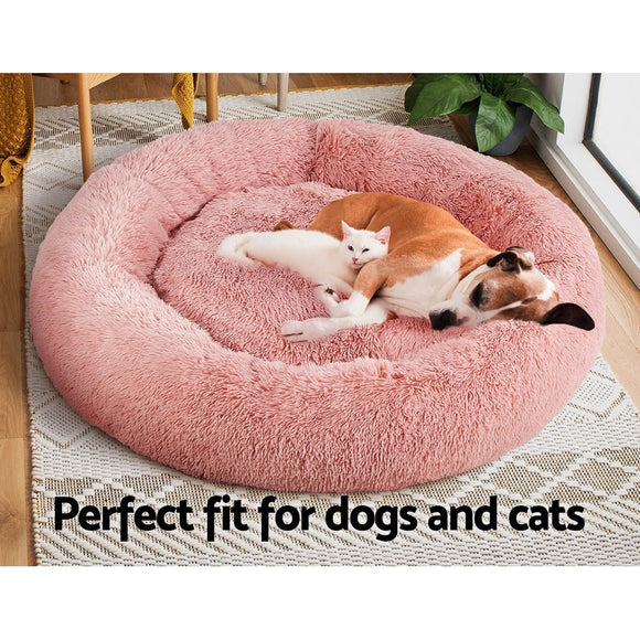 i.Pet Pet Bed Dog Cat 110cm Calming Extra Large Soft Plush Pink - RnR Galore