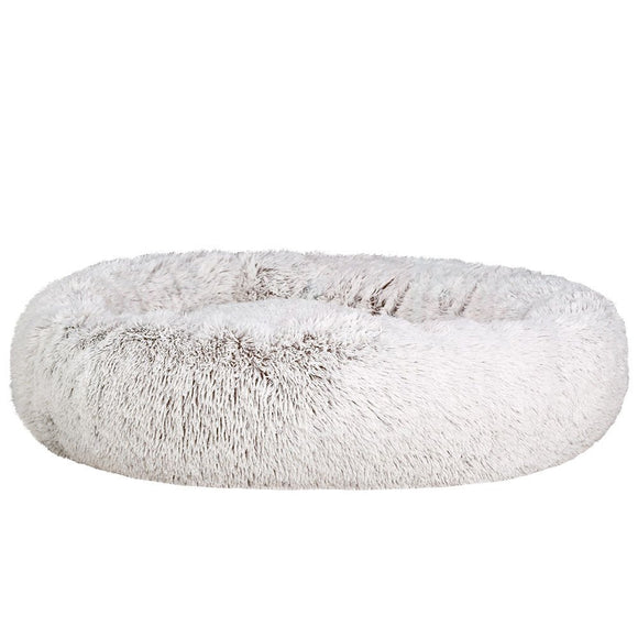 i.Pet Pet Bed Dog Cat 110cm Calming Extra Large Soft Plush White Brown - RnR Galore