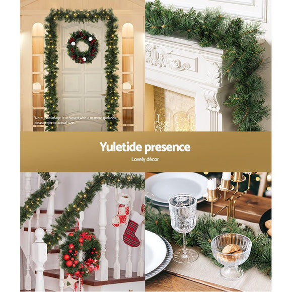Jingle Jollys 1.8m Christmas Garland with LED lights Party Xmas Decorations - RnR Galore
