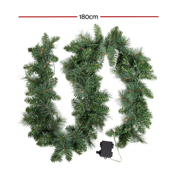 Jingle Jollys 1.8m Christmas Garland with LED lights Party Xmas Decorations - RnR Galore