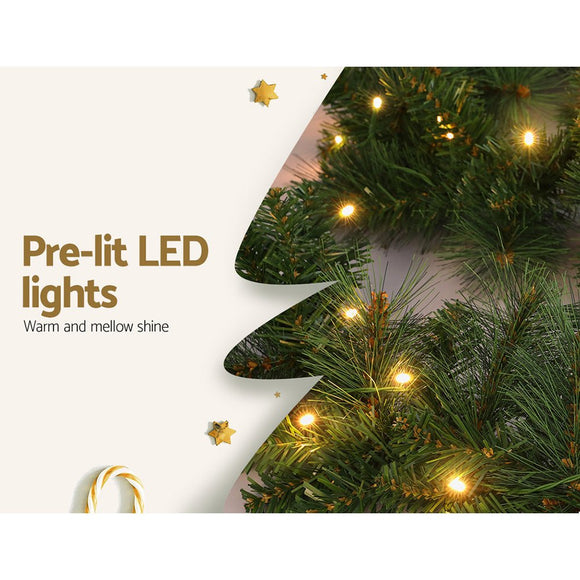 Jingle Jollys 1.8m Christmas Garland with LED lights Party Xmas Decorations - RnR Galore