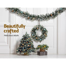Jingle Jollys 2.7m Christmas Garland with LED Lights Snowy Decoration Xmas Party - RnR Galore