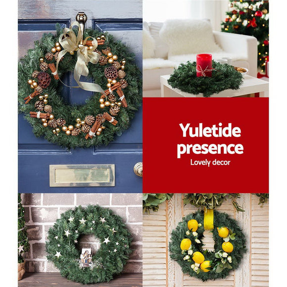 Jingle Jollys 60cm Christmas Wreath Garland Xmas Decorations Wedding Party - RnR Galore