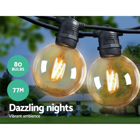 Jingle Jollys 77m LED Festoon Lights Sting Lighting Kits Wedding Outdoor Party - RnR Galore
