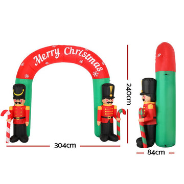 Jingle Jollys Christmas Inflatable Archwary Nutcracker 3M Illuminated Decorations - RnR Galore