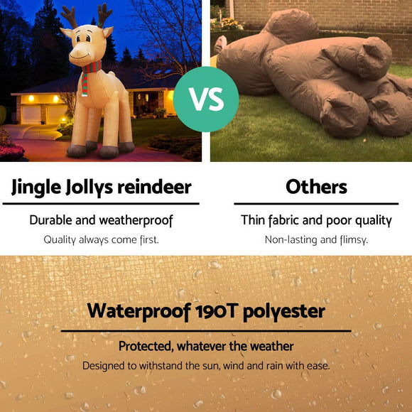 Jingle Jollys Christmas Inflatable Reindeer 5M Illuminated Decorations - RnR Galore