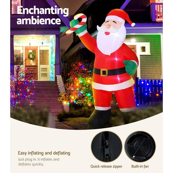 Jingle Jollys Christmas Inflatable Santa 3M Illuminated Decorations - RnR Galore