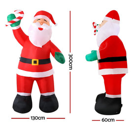 Jingle Jollys Christmas Inflatable Santa 3M Illuminated Decorations - RnR Galore