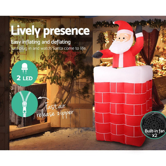 Jingle Jollys Christmas Inflatable Santa Pop Up 1.8M Illuminated Decorations - RnR Galore