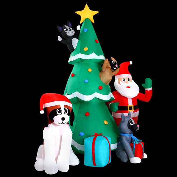 Jingle Jollys Christmas Inflatable Santa Tree 3M Illuminated Decorations - RnR Galore