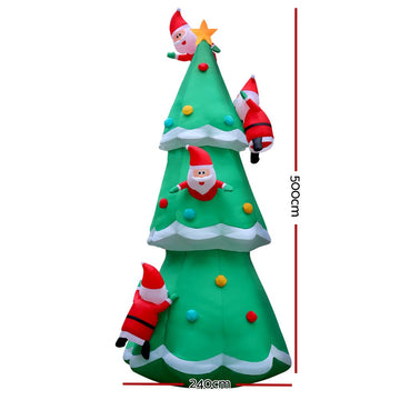 Jingle Jollys Christmas Inflatable Santa Tree 5M Illuminated Decorations - RnR Galore