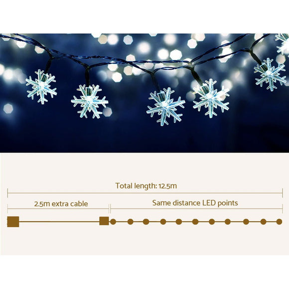 Jingle Jollys Christmas Lights 100 LED 10M String Light Snow Decorations - RnR Galore