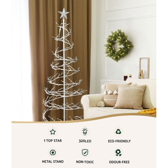 Jingle Jollys Christmas Tree 1.8M 6FT LED Xmas Decoration Cold White Lights - RnR Galore