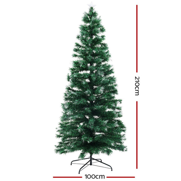 Jingle Jollys Christmas Tree 2.1M 7FT LED Xmas Multi Colour Lights Optic Fibre - RnR Galore