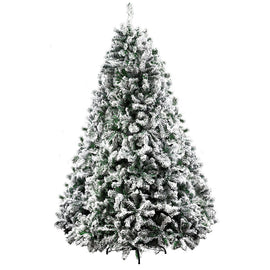 Jingle Jollys Christmas Tree 2.4M Xmas Tree Decorations Snow Flocked 1500 Tips - RnR Galore