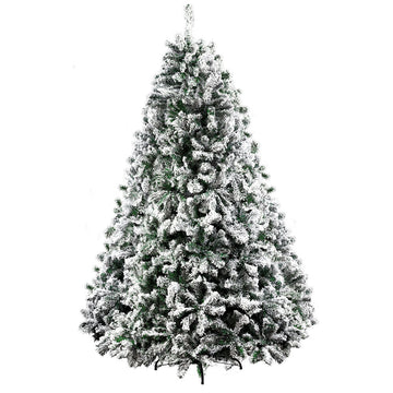 Jingle Jollys Christmas Tree 2.4M Xmas Tree Decorations Snow Flocked 1500 Tips - RnR Galore