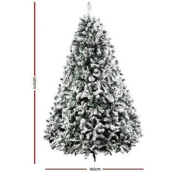 Jingle Jollys Christmas Tree 2.4M Xmas Tree Decorations Snow Flocked 1500 Tips - RnR Galore
