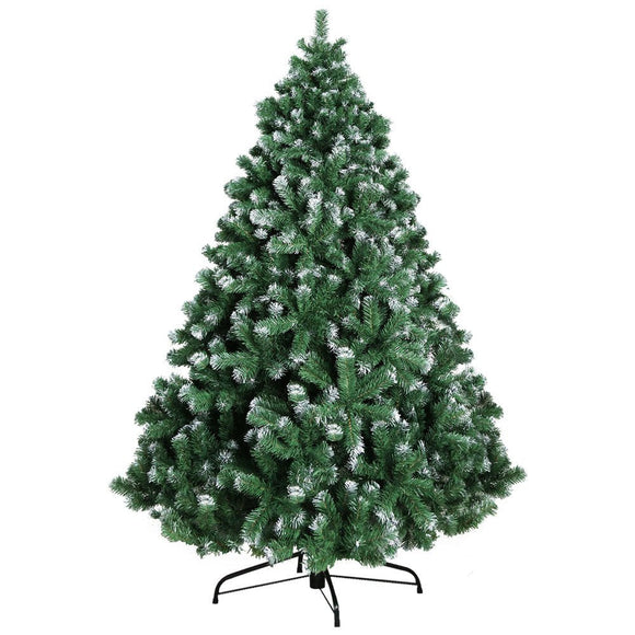 Jingle Jollys Christmas Tree 2.4M Xmas Trees Decorations Snowy 1500 Tips - RnR Galore