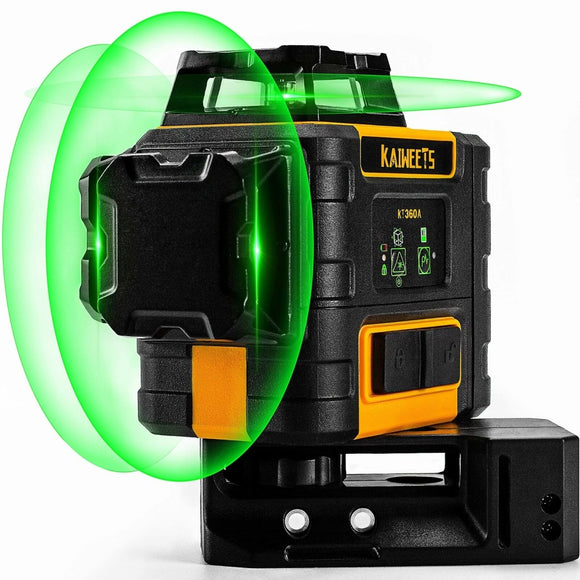 KAIWEETS KT360A Green Laser Level 3 X 360° Rotary Self Leveling with 1 Rechargeable Battery - RnR Galore