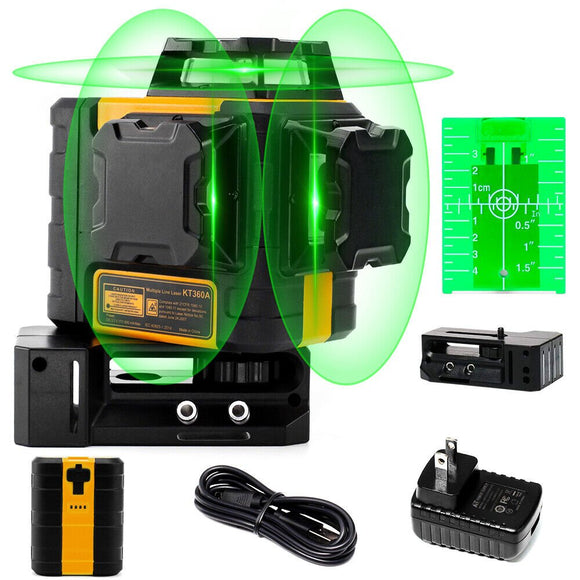 KAIWEETS KT360A Green Laser Level 3 X 360° Rotary Self Leveling with 1 Rechargeable Battery - RnR Galore