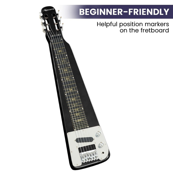 Karrera 29in 6 - String Lap Steel Hawaiian Guitar - Black - RnR Galore
